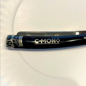 C-MON Black Straight Razor and leather strap